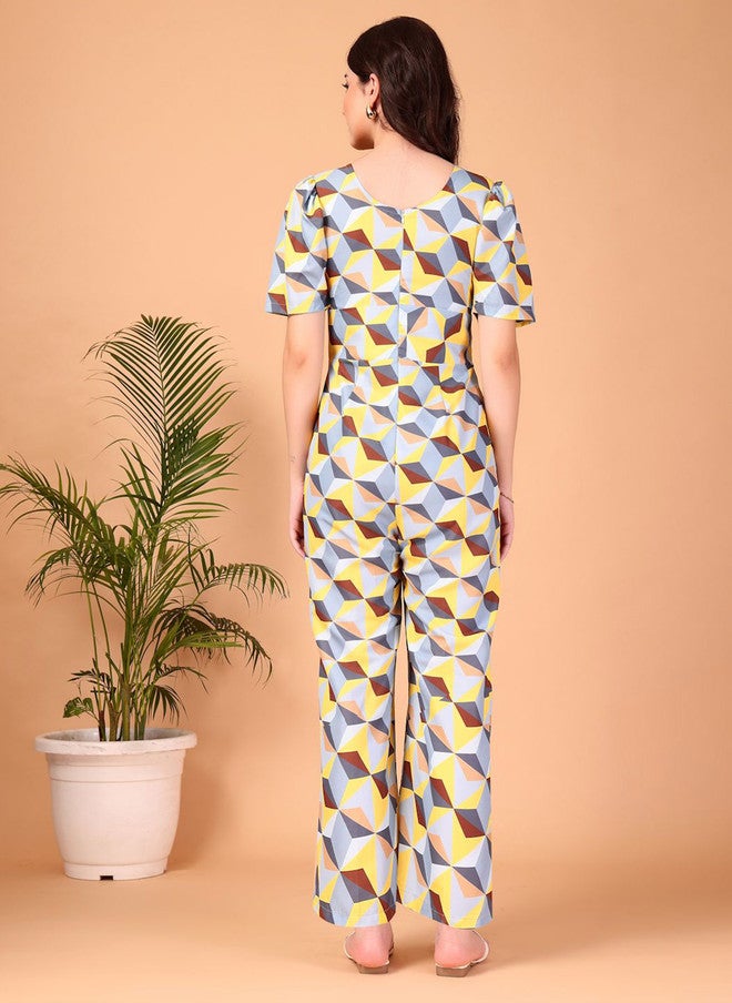 CUKOO Women Printed V Neck Basic Jumpsuit - Image 5